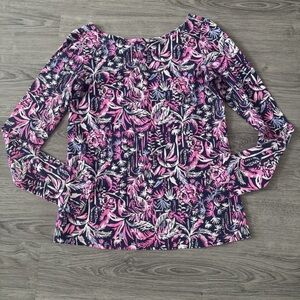 Lilly Pulitzer TristanTop XS bust 32” Long Sleeve Bright Tropical Print NEW $78